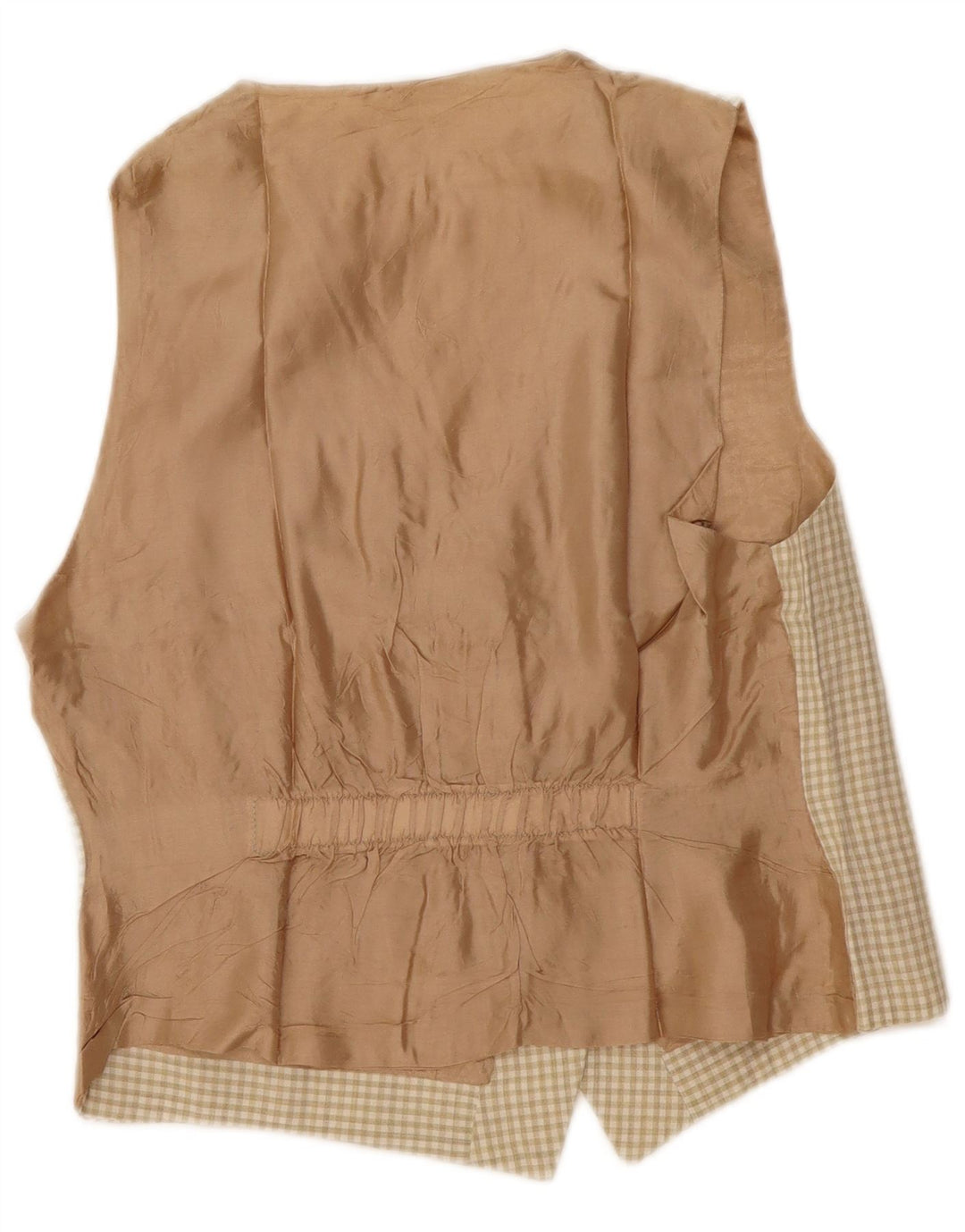 Vestă vintage pentru femei UK 12 Medium Beige Gingham