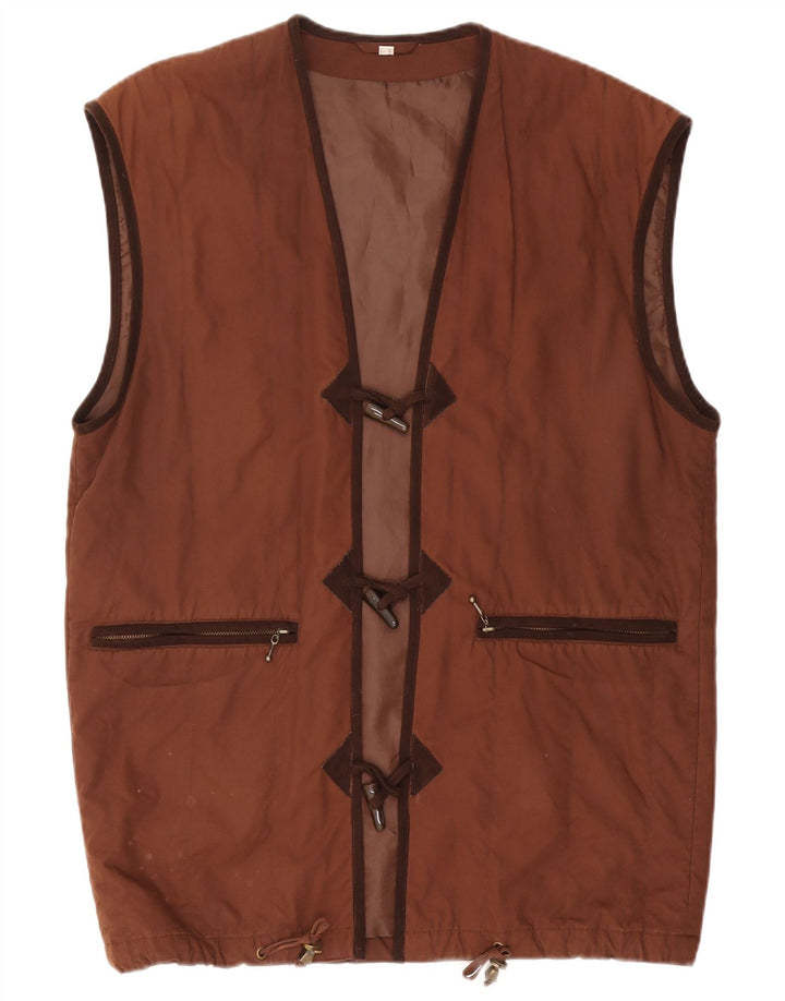 Gilet vintage pentru femei supradimensionat UK 10 mic maro bumbac
