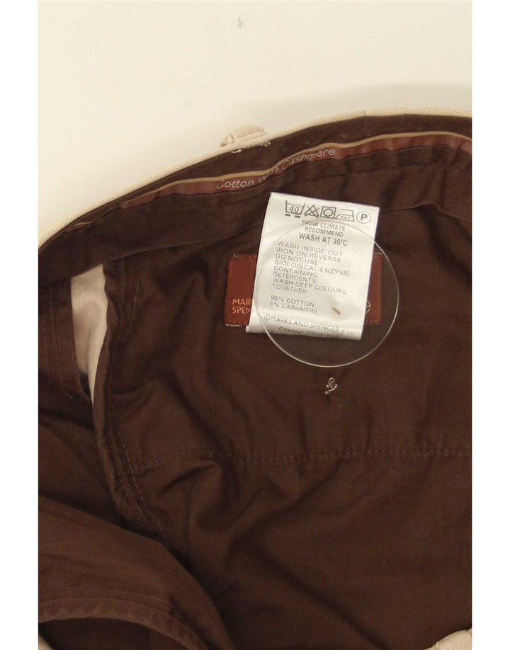 Marks & Spencer Pantaloni de costum pentru bărbați L40 L33, bej, bumbac