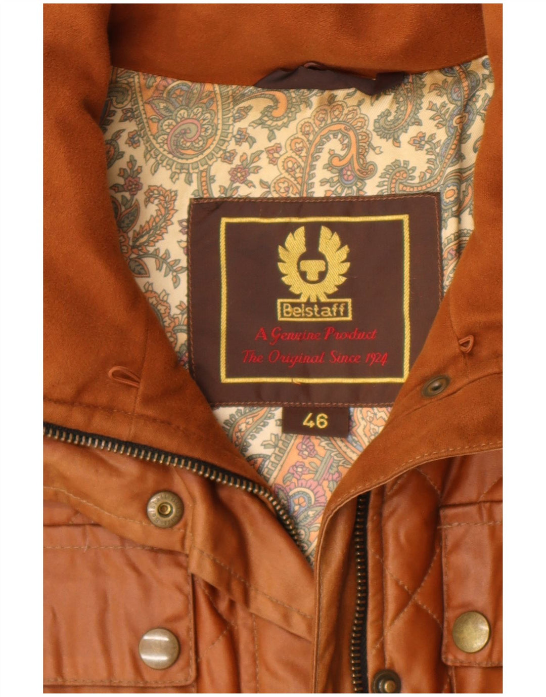 Jachetă Belstaff pentru femei, matlasată, din bumbac cerat, IT 46, mare, bej, bumbac