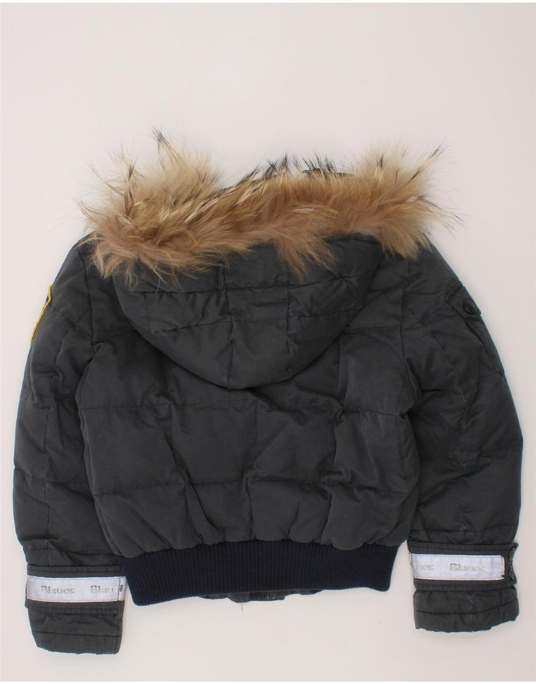 BLAUER Boys Hooded Padded Jacket 5-6 Years Grey Polyester Vintage Blauer and Second-Hand Blauer from Messina Hembry 
