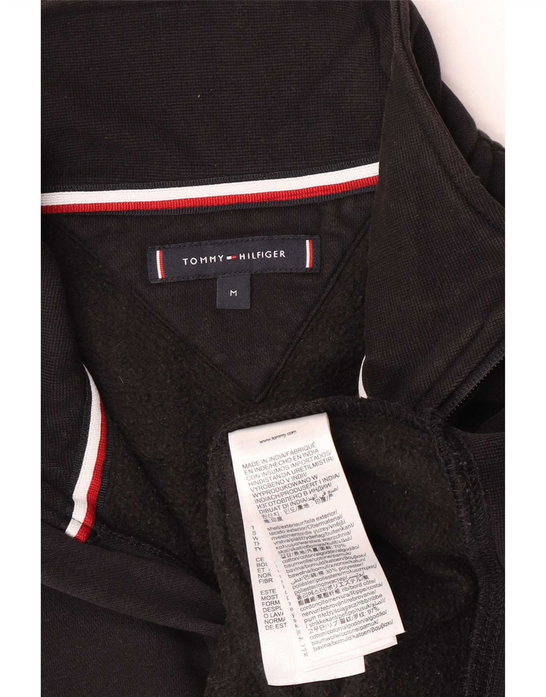 Hanorac pentru bărbați Tommy Hilfiger, cu grafic, cu fermoar, cu gât, din bumbac mediu negru