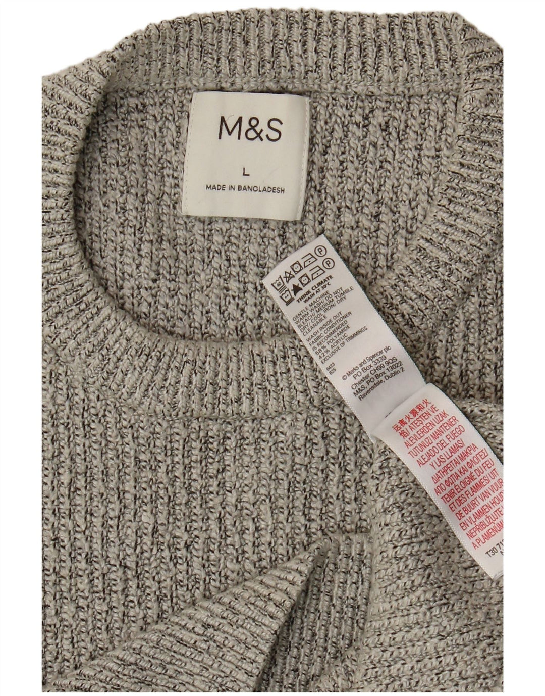 Pulover pentru bărbați Marks & Spencer, cu gât roșu, mare, gri din poliamidă