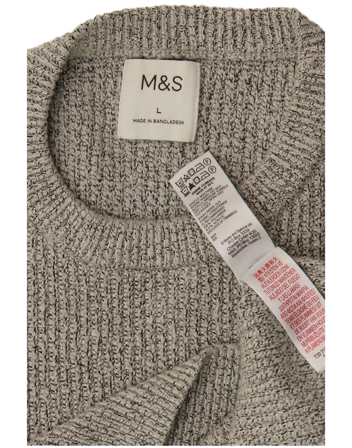 Pulover pentru bărbați Marks & Spencer, cu gât roșu, mare, gri din poliamidă