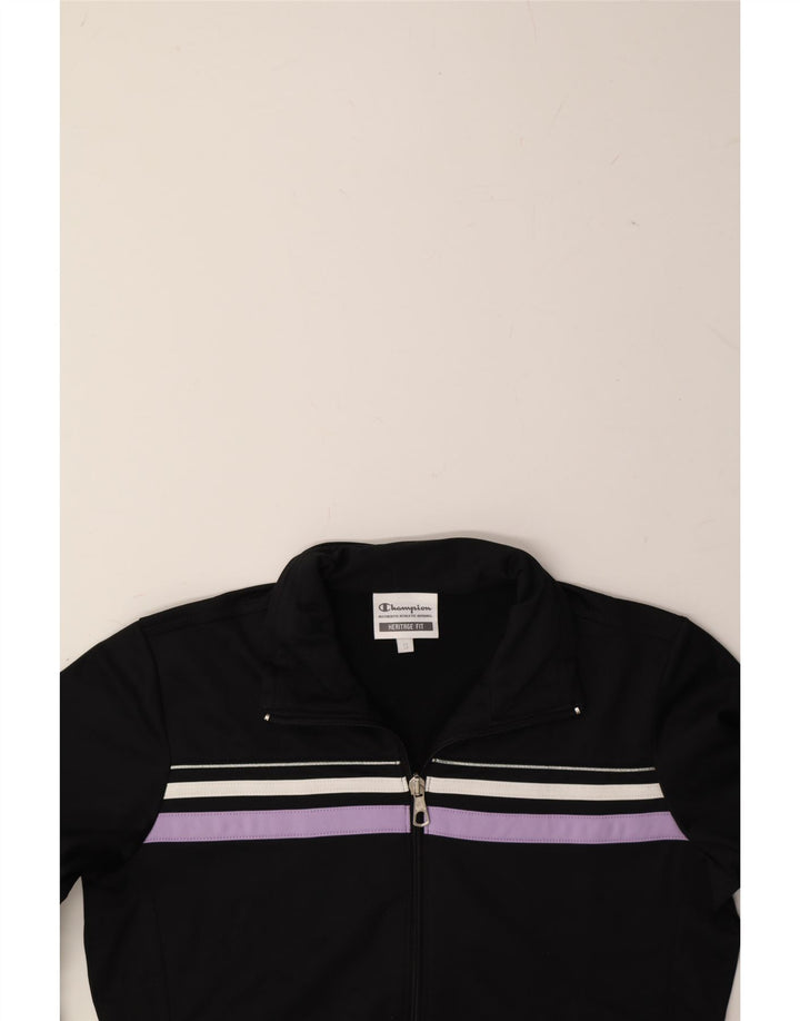 CHAMPION Womens Heritage Fit Tracksuit Top Jacket UK 10 Small Black Vintage Champion and Second-Hand Champion from Messina Hembry 