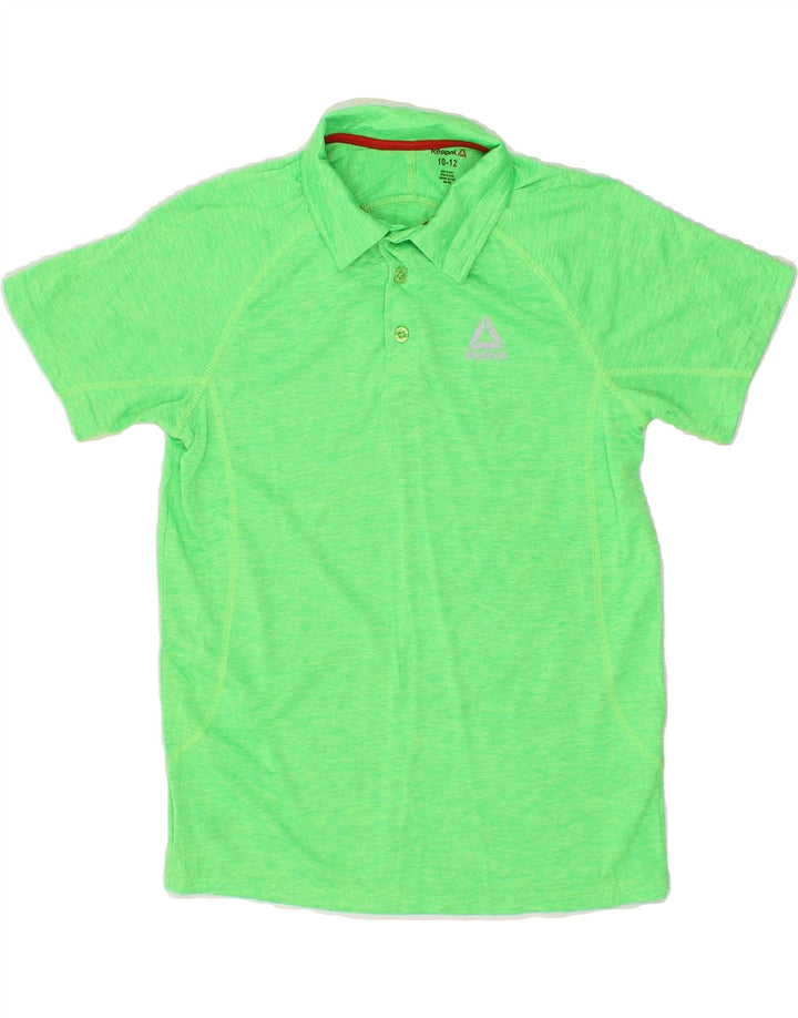 REEBOK Boys Polo Shirt 10-11 Years Green Polyacrylic Vintage Reebok and Second-Hand Reebok from Messina Hembry 