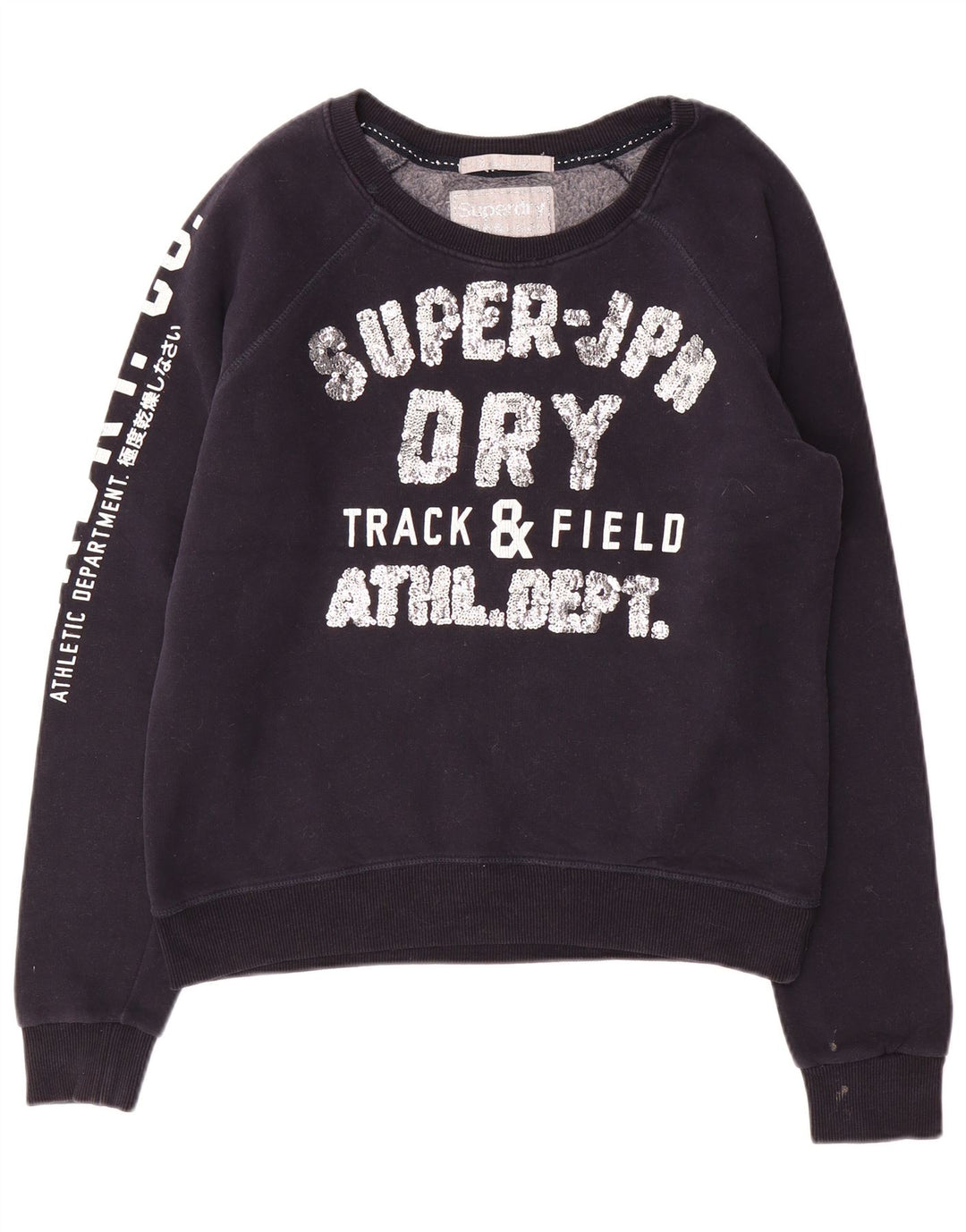 SUPERDRY Pulover pentru atletism și teren pentru damă, cu crop, UK 16, mare, bleumarin