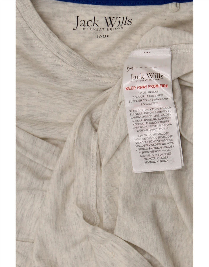 Jack Wills pentru băieți, bluză grafică cu mânecă lungă, 12-13 ani, bumbac gri