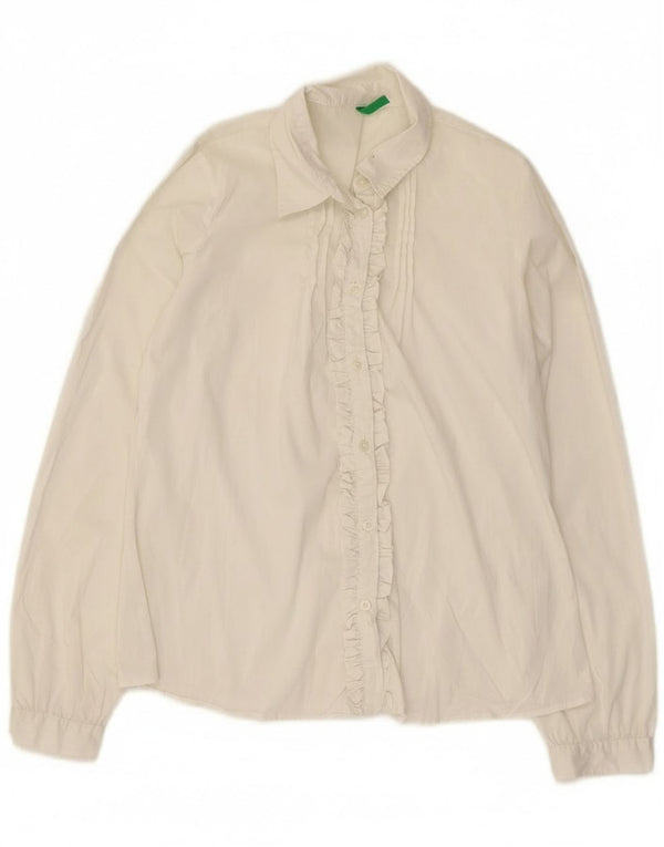 Cămașă Benetton pentru fete cu volan în față 11-12 ani 2XL bumbac alb