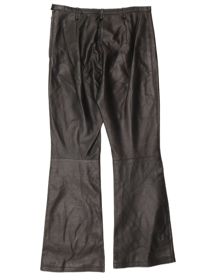 Pantaloni vintage din piele bootcut pentru femei US 6 Medium W30 L30 piele neagră