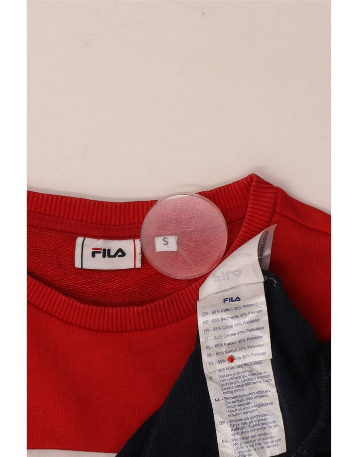 Pulover cu grafic supradimensionat pentru femei Fila, UK 10, roșu mic Colorblock