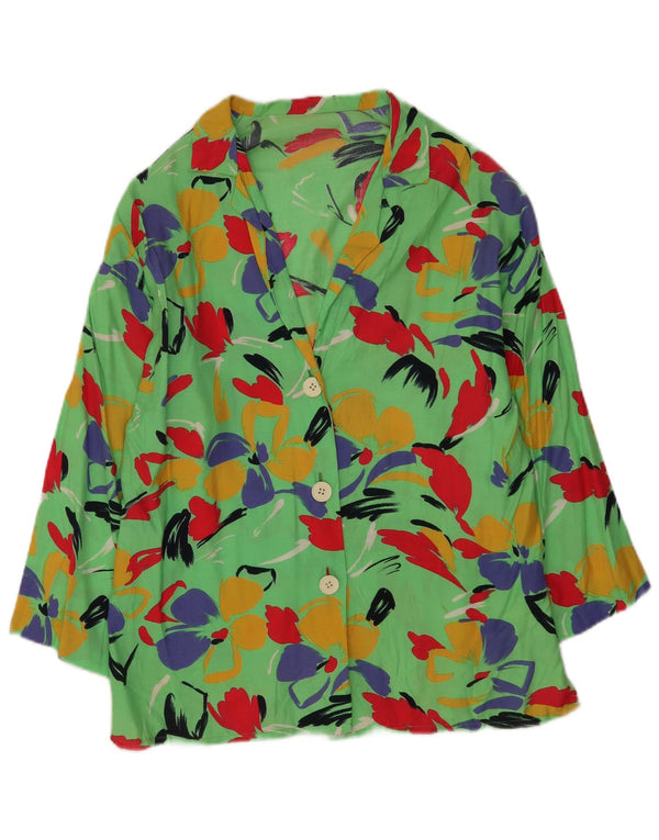 Cardigan Vintage pentru femei UK 14 Medium Green Floral