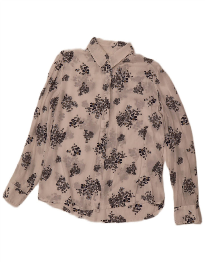 BENETTON Cămașă Transparentă pentru Damă UK 6 XS Alb Floral Modal