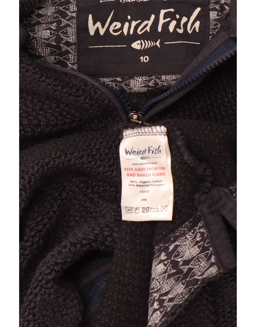 WEIRD FISH Pulover cu glugă cu fermoar pentru femei UK 10 Bumbac bleumarin mic