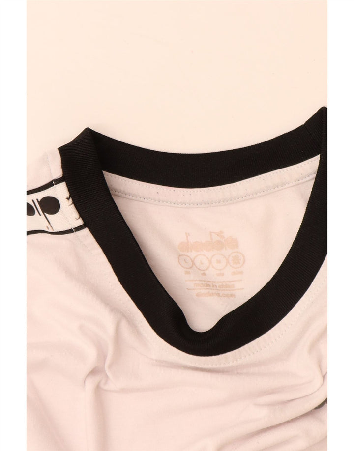 DIADORA Tricou grafic pentru bărbați Top mare din bumbac alb