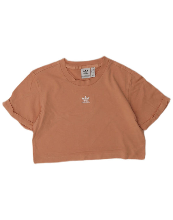 Tricou Crop pentru femei Adidas UK 4 XS Bumbac portocaliu