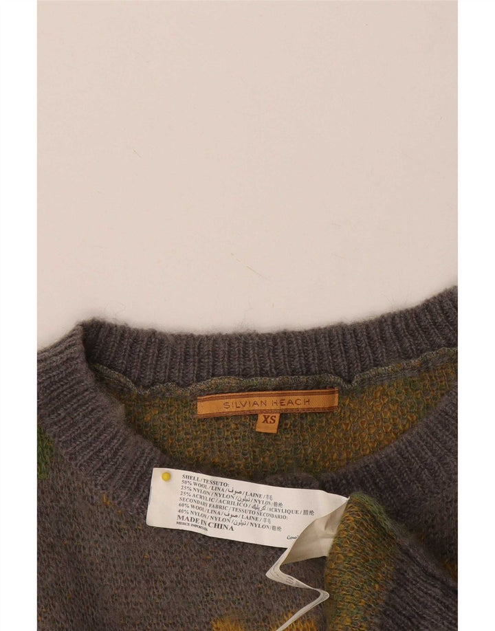 Silvian Heach Pulover cardigan cu model abstract pentru femei UK 6 XS gri