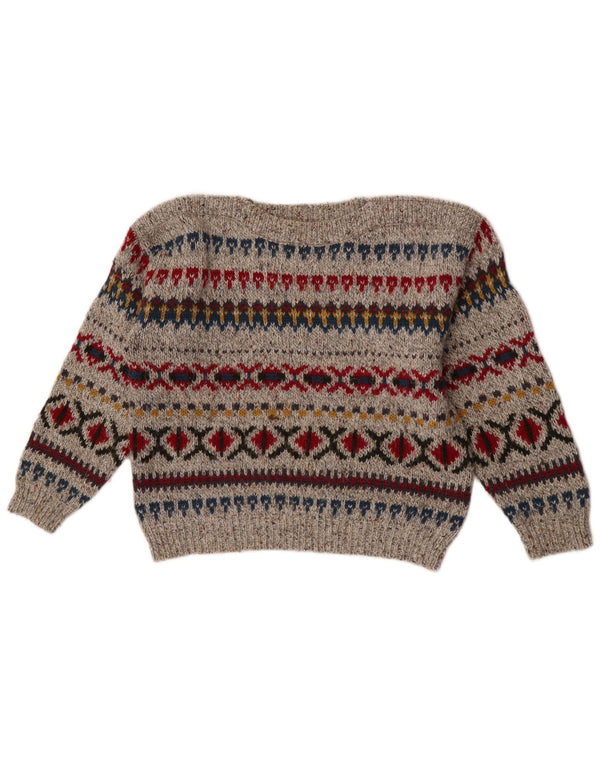 Mayon Pulover supradimensionat pentru femei cu gât de barcă EU 38 Medium Gri Fair Isle