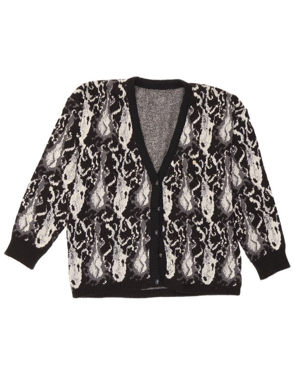 Pulover Cardigan Vintage pentru Damă UK 14 Large Black Paisley