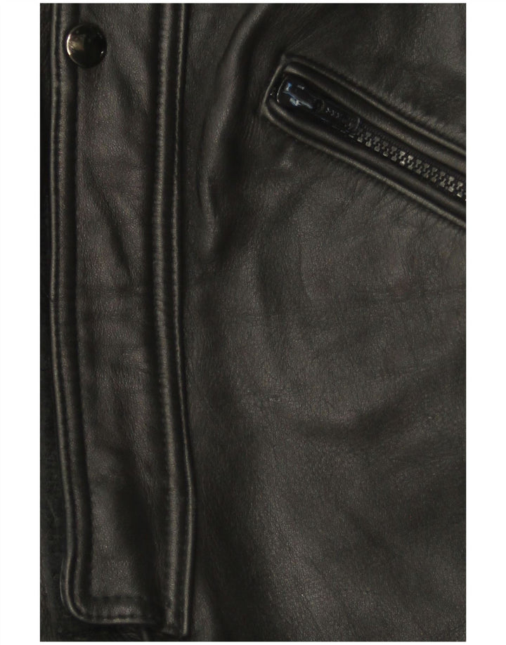 Salopetă din piele fără mâneci pentru femei VINTAGE UK 12 Piele neagră medie