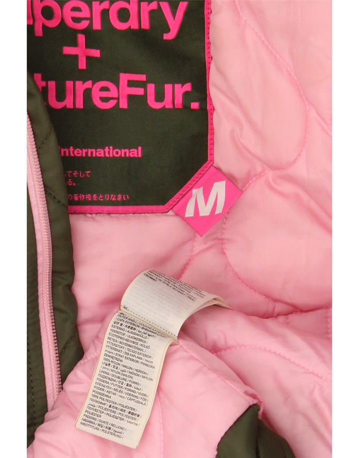 Jachetă parka cu glugă SUPERDRY pentru femei UK 14 Medium Khaki Nylon