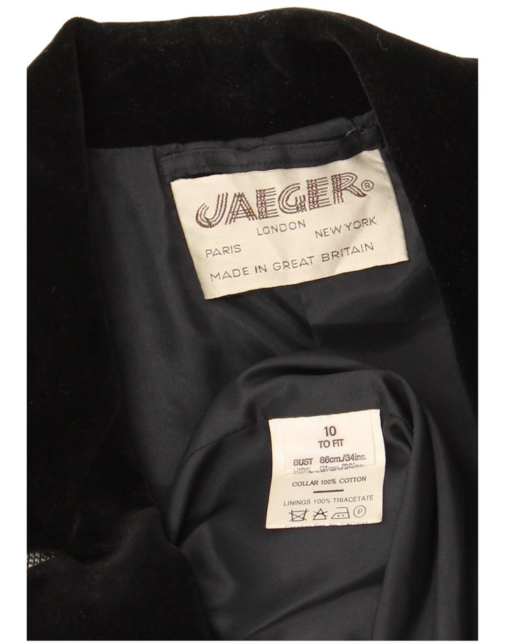 Jaeger pentru femei Crop 1 Button Blazer Jacket UK 10 mic, gri din bumbac cu carouri