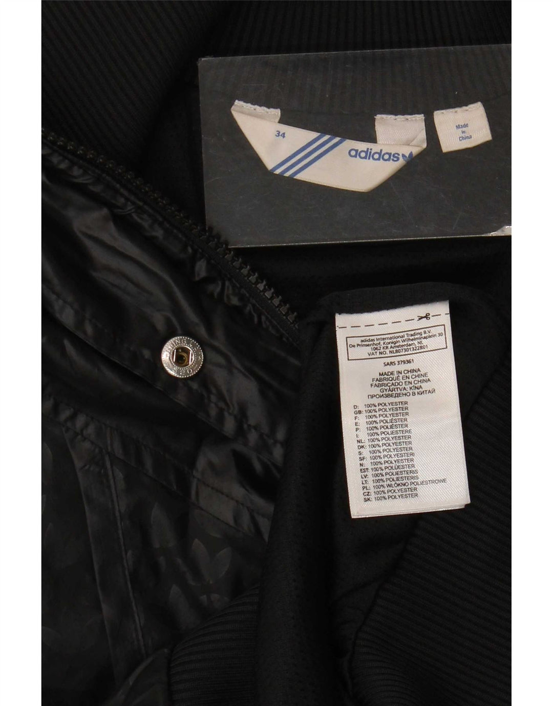 Jachetă de top pentru trening grafic Adidas pentru femei EU 34 XS poliester negru