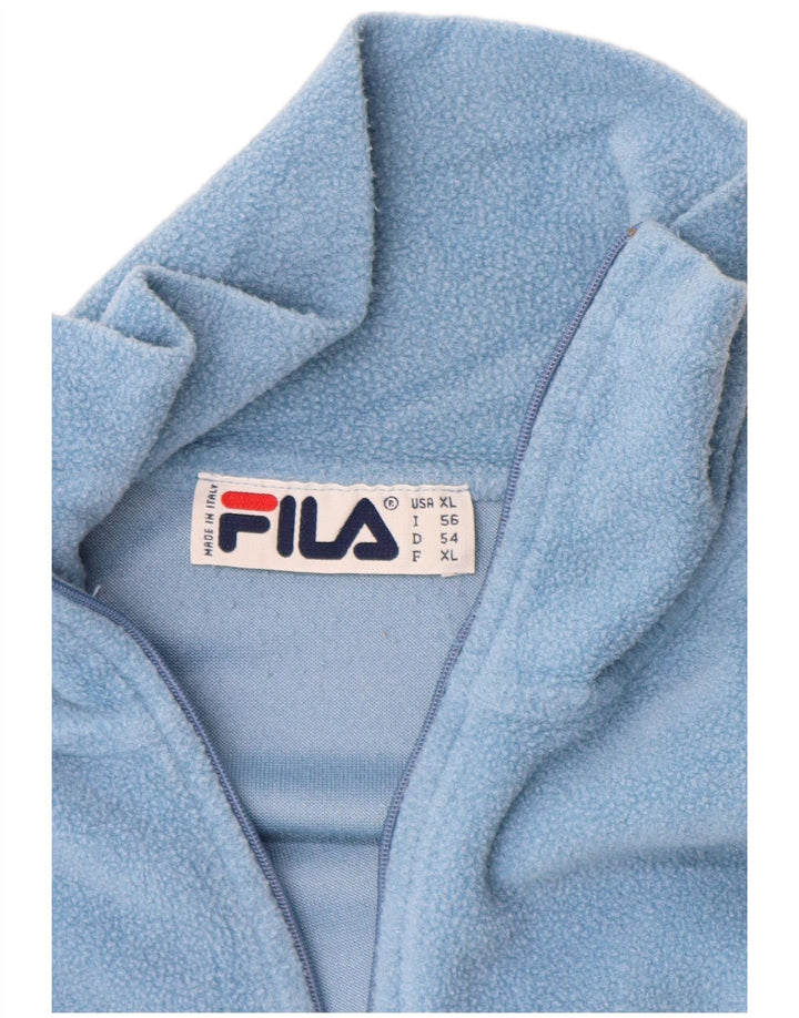 Pulover FILA pentru bărbați, cu fermoar și gât, XL, poliester, albastru