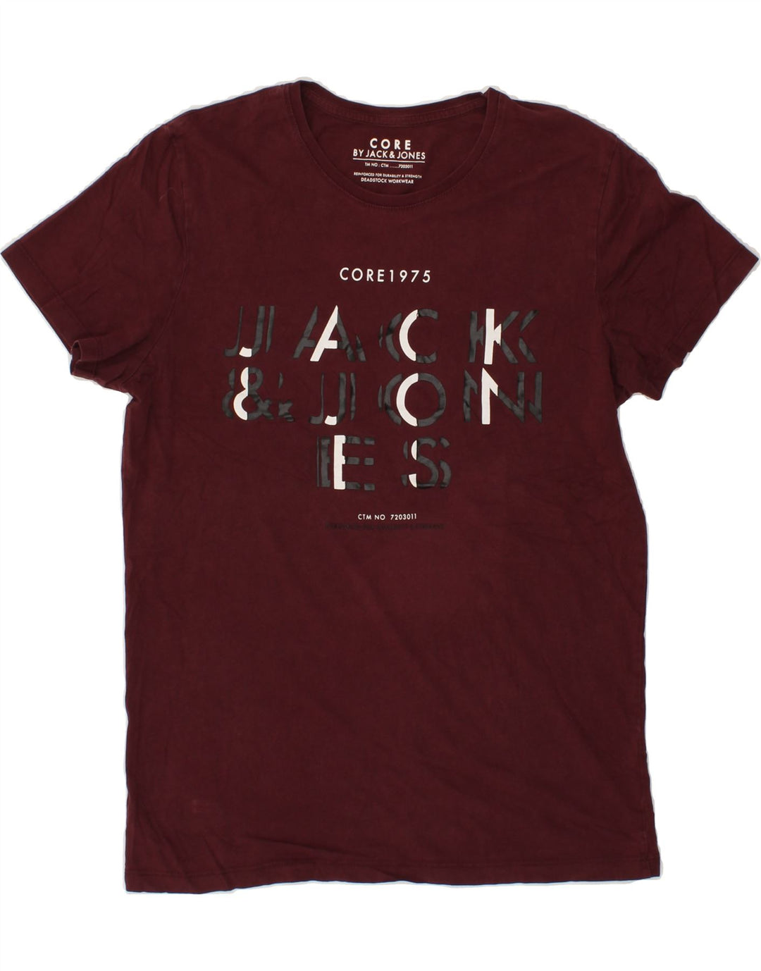 JACK & JONES Mens Core Graphic T-Shirt Top Medium Maroon Vintage Jack & Jones and Second-Hand Jack & Jones from Messina Hembry 