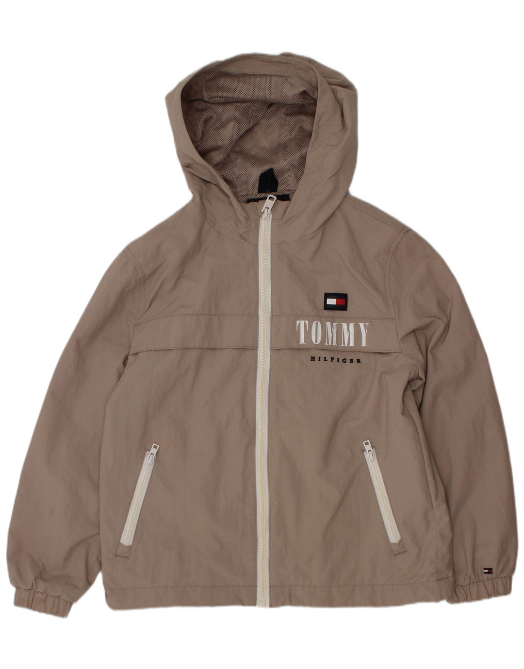 Jachetă de ploaie cu glugă cu glugă Tommy Hilfiger pentru băieți 6-7 ani poliamidă gri