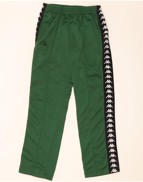 Pantaloni de trening grafic Kappa pentru bărbați, verde mediu, poliester color bloc