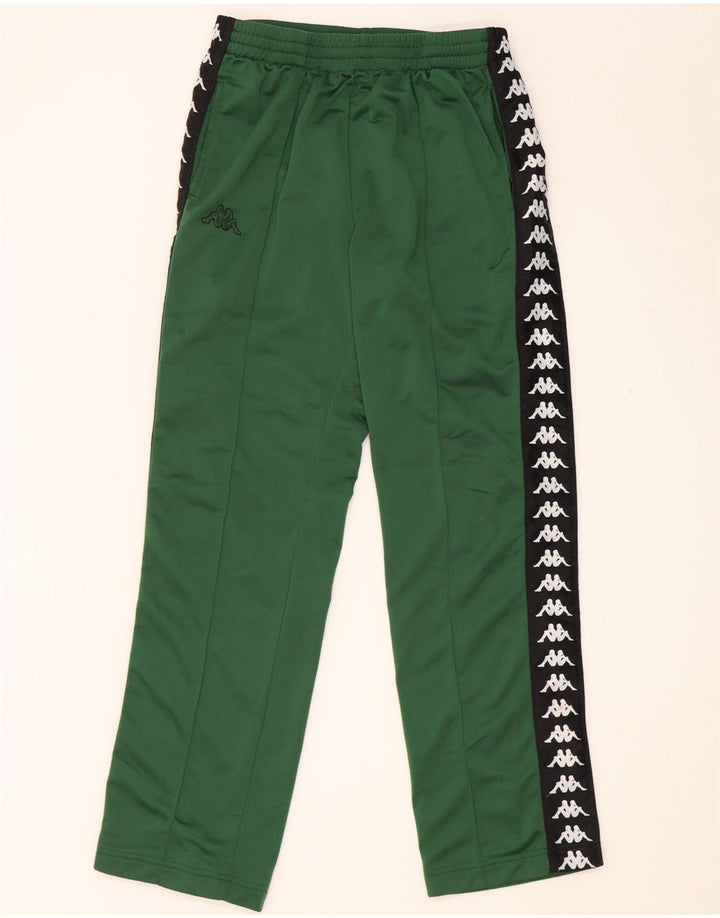 Pantaloni de trening grafic Kappa pentru bărbați, verde mediu, poliester color bloc
