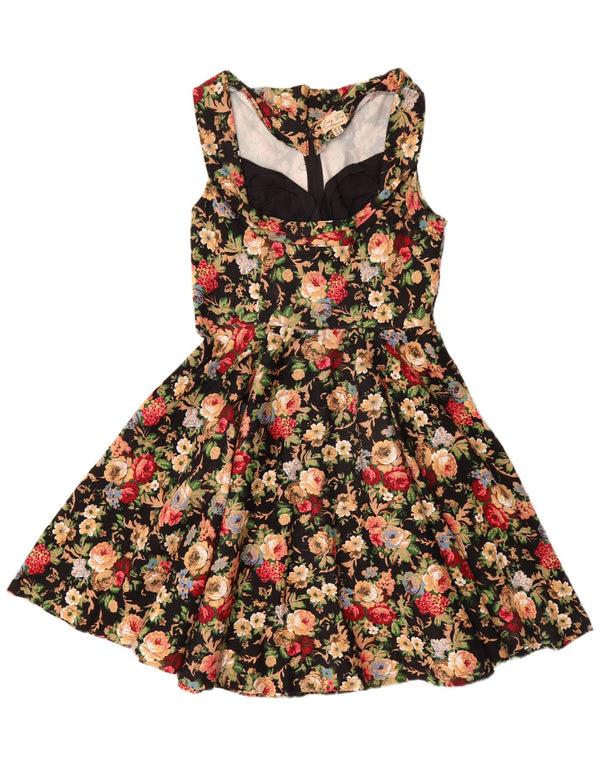 Rochie leagăn fără mâneci pentru femei Lindy bop UK 18 XL bumbac floral negru