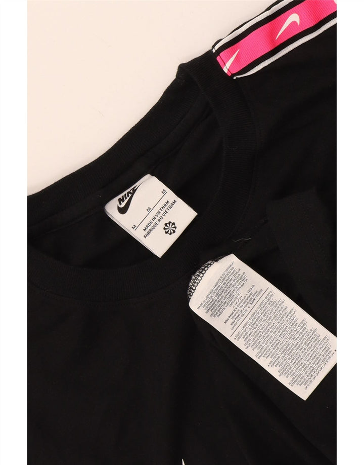 Tricou grafic Nike pentru bărbați Top mediu negru din bumbac color bloc