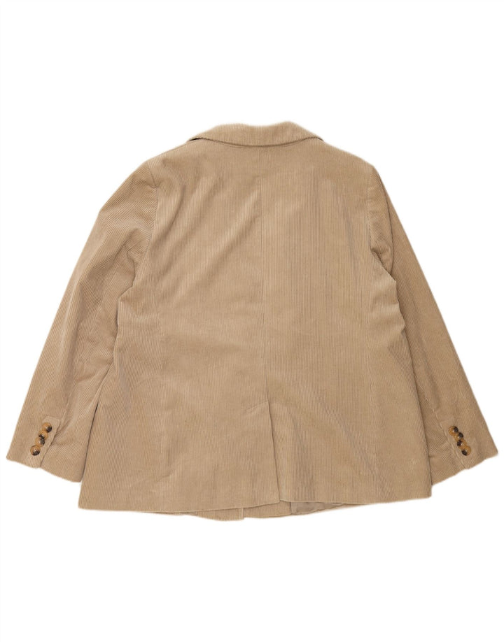 Jachetă pentru femei JAEGER 1 buton din velur din bumbac, UK 20 2XL, bej