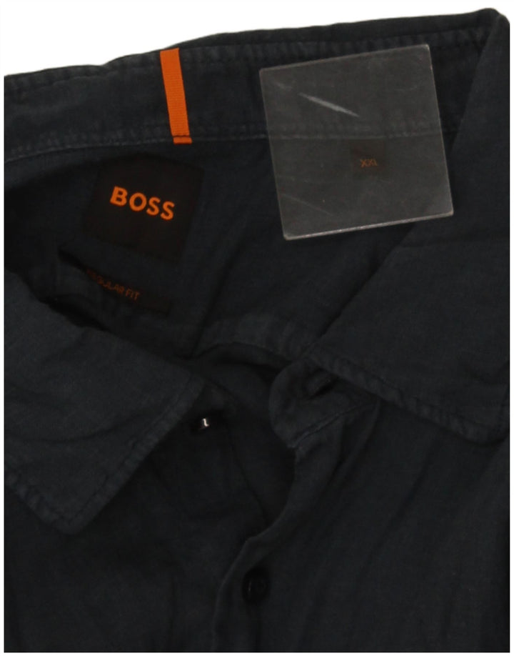 Cămașă cu mânecă scurtă pentru bărbați Hugo Boss, cu formă normală, 2XL, bleumarin