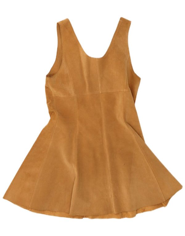 Rochie Vintage pentru femei fără mâneci din piele intoarsa IT 44 Medium Beige Piele