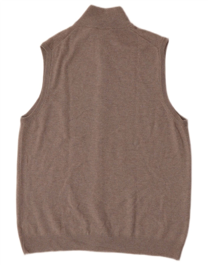 Cardigan Vintage fără mâneci pentru bărbați din lână gri mediu