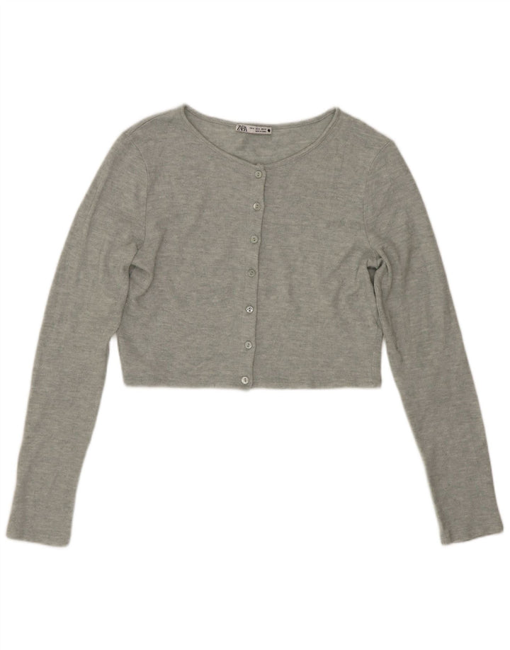 Pulover cardigan pentru femei Zara UK 12 Medium Gri Pete