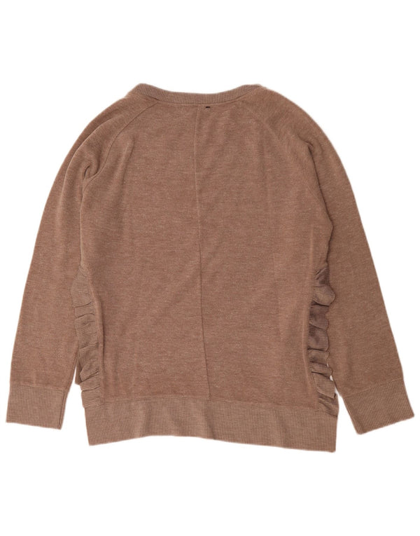 Pulover de damă Zara, supradimensionat, cu volan, cu gât de barcă, UK 10, maro mic