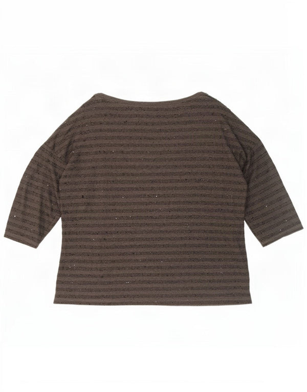 Top pentru femei Zara cu mâneci 3/4 UK 20 2XL poliester cu dungi gri