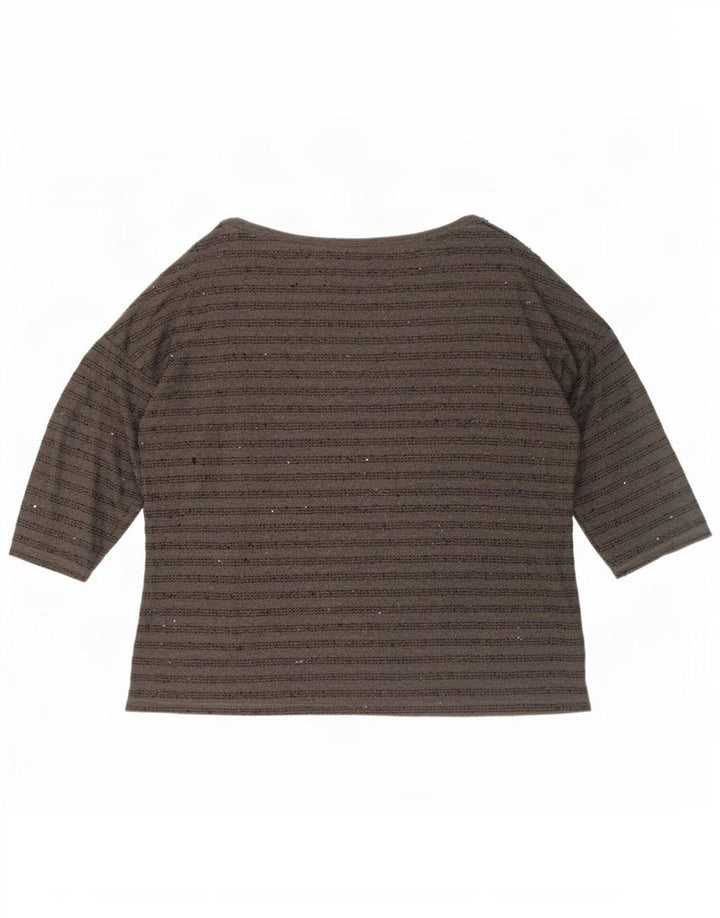 Top pentru femei Zara cu mâneci 3/4 UK 20 2XL poliester cu dungi gri