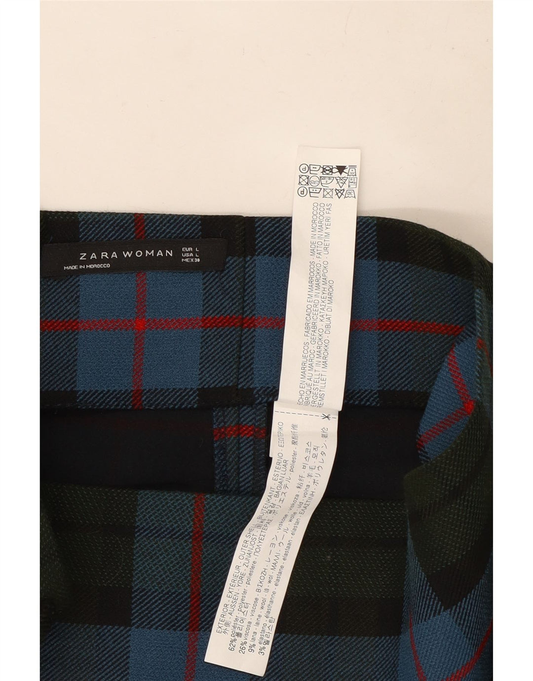 Fusta Creion Midi pentru Damă Zara Mare W32 Poliester în carouri albastre