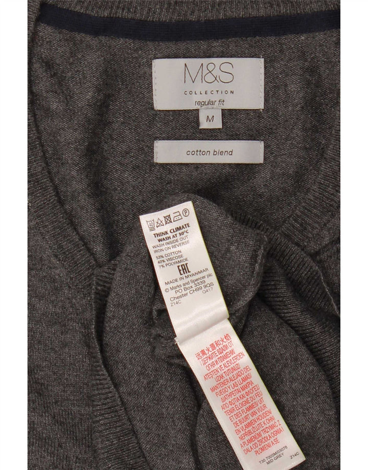 Pulover cu decolteu în V Marks & Spencer pentru bărbați, bumbac, gri mediu