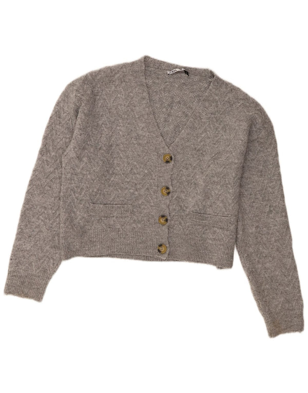 Pulover cardigan pentru femei Zara UK 14 Medium Gri Acrilic