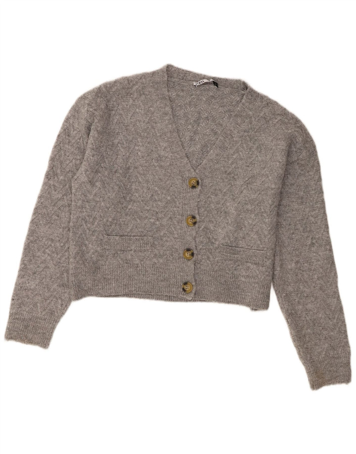 Pulover cardigan pentru femei Zara UK 14 Medium Gri Acrilic