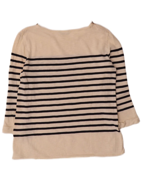 Massimo Dutti Top pentru femei cu mâneci 3/4 UK 12, mediu, bumbac cu dungi alb