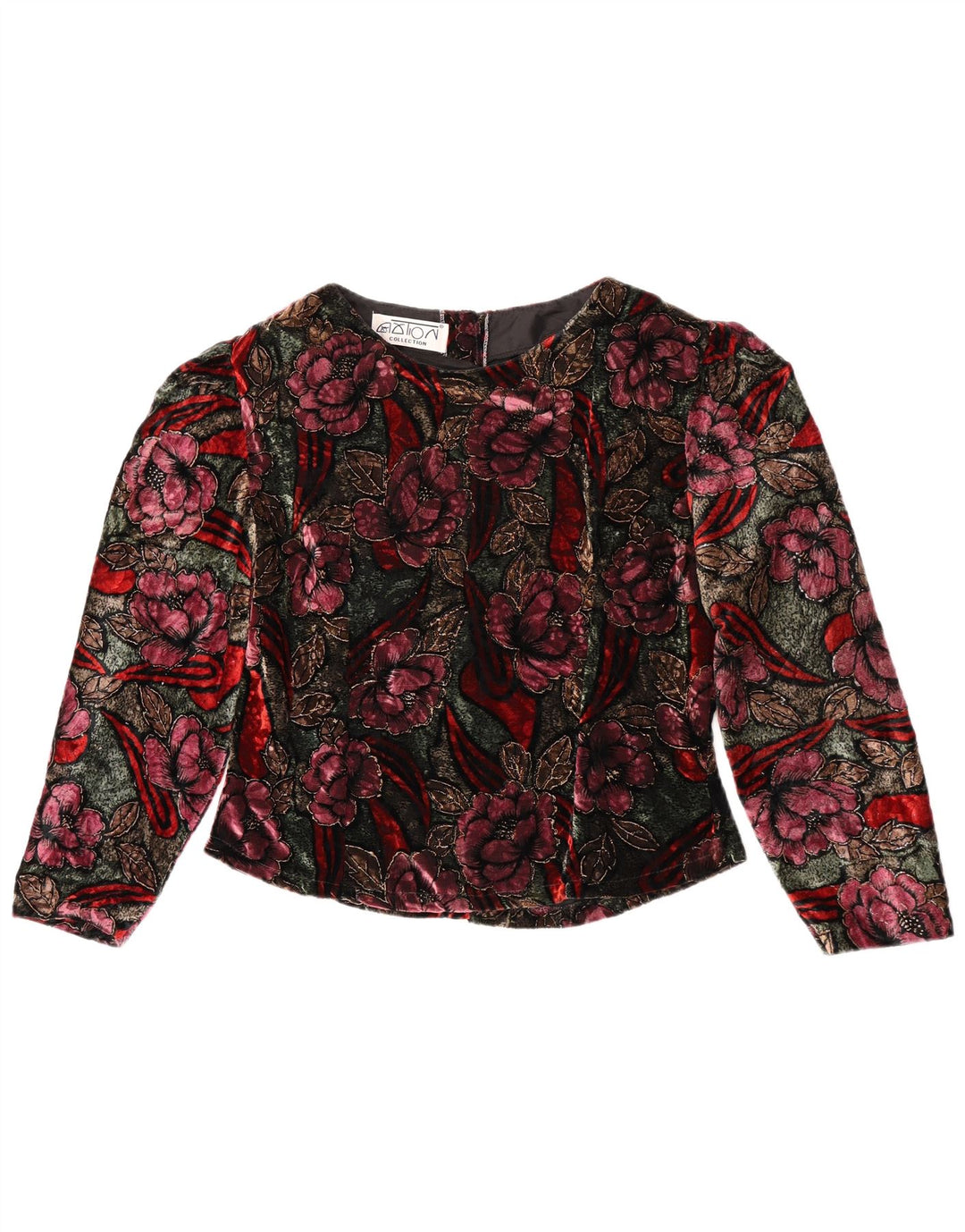 Bluză vintage cu mâneci lungi pentru femei UK 14 Medium Multicolor Floral