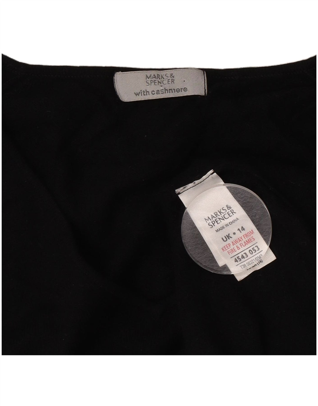 Pulover cu decolteu în V pentru femei Marks & Spencer, UK 14 Medium Negru