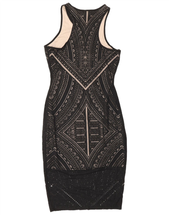 MOSSIMO Rochie Bodycon Fără Mâneci pentru Femei UK 6 XS Negru Geometric Rayon